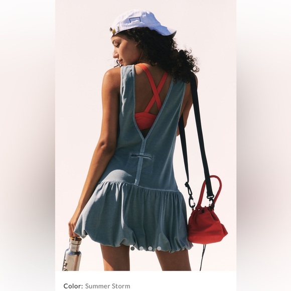 Free People Movement Hot Shot Bubble Mini Set Summer Storm Blue Size SM NWT - Picture 2 of 10